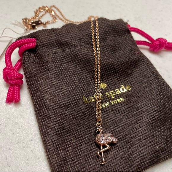 kate spade Jewelry - Kate Spade Flamenco Flamingo Crystal Rose Gold Necklace